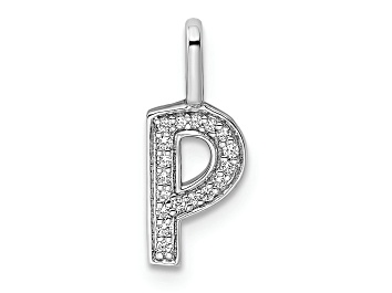 Picture of 14K White Gold Diamond Letter P Initial Pendant