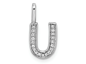 Picture of 14K White Gold Diamond Letter U Initial Pendant