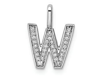 Picture of 14K White Gold Diamond Letter W Initial Pendant