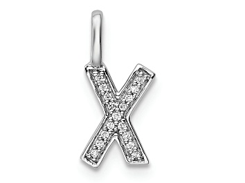 Picture of 14K White Gold Diamond Letter X Initial Pendant