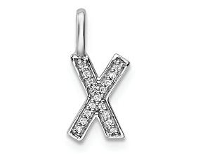 14K White Gold Diamond Letter X Initial Pendant
