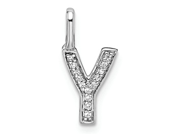 Picture of 14K White Gold Diamond Letter Y Initial Pendant
