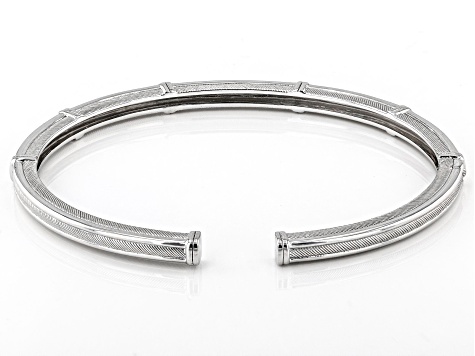 Judith Ripka Rhodium Over Sterling Silver Textured Cuff Bracelet