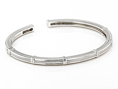 Judith Ripka Rhodium Over Sterling Silver Textured Cuff Bracelet