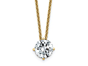 14K Yellow Gold 1 ct. 6.5mm Round D E F Pure Light Moissanite Solitaire Pendant with Chain