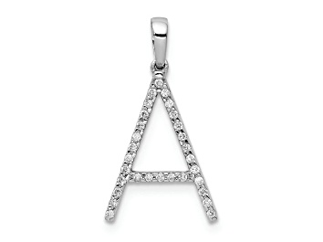 Picture of Rhodium Over 14K White Gold Diamond Letter A Initial Pendant