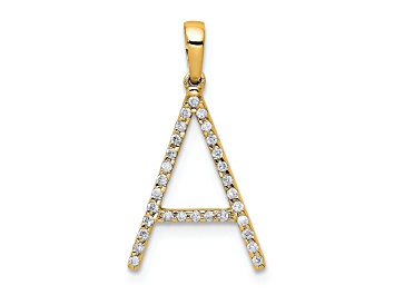Picture of 14K Yellow Gold Diamond Letter A Initial Pendant
