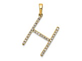 14K Yellow Gold Diamond Letter H Initial Pendant