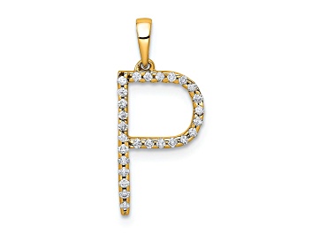 Picture of 14K Yellow Gold Diamond Letter P Initial Pendant