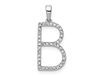 Picture of Rhodium Over 14K White Gold Diamond Letter B Initial Pendant
