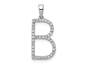 Rhodium Over 14K White Gold Diamond Letter B Initial Pendant