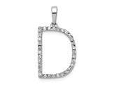 Rhodium Over 14K White Gold Diamond Letter D Initial Pendant