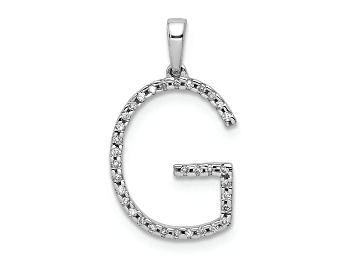 Picture of Rhodium Over 14K White Gold Diamond Letter G Initial Pendant