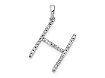 Picture of Rhodium Over 14K White Gold Diamond Letter H Initial Pendant