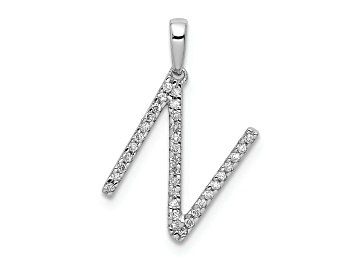 Picture of Rhodium Over 14K White Gold Diamond Letter N Initial Pendant