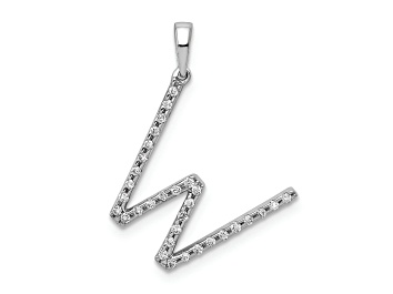 Picture of Rhodium Over 14K White Gold Diamond Letter W Initial Pendant