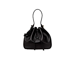 Versace La Medusa Leather Bucket Bag Black