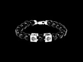 Star Wars™ Fine Jewelry The Odds Diamond & Black Onyx Bead Rhodium Over Silver Bracelet 0.20ctw