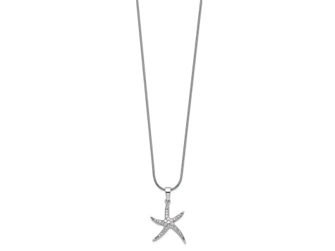Rhodium Over Sterling Silver Cubic Zirconia Starfish Necklace - 18G99A ...