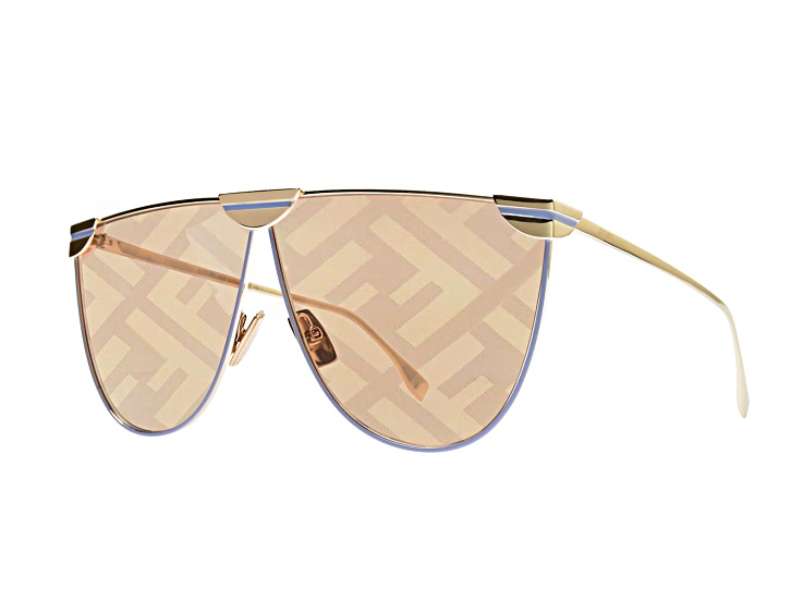 Fendi Oversize Gold Tone Frame / Peach Brown Logo Lenses