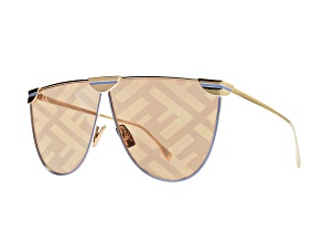 Fendi Oversize Gold Tone Frame / Peach Brown Logo Lenses Sunglasses