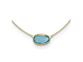 14K Yellow Gold Diamond and Blue Topaz Wire 18 Inch Necklace