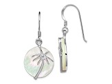 Rhodium Over Sterling Silver Polished Mother of Pearl Palm Tree Earrings