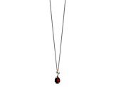 Sterling Silver with 14K Accent Antiqued Leaf Garnet with 2-inch Extension Necklace