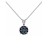 Multi-color Cubic Zirconia 14k White Gold Pendant With Chain 2.00ctw