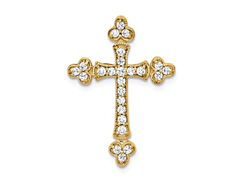 Picture of 14k Yellow Gold Diamond Textured Budded Cross Chain Slide Pendant