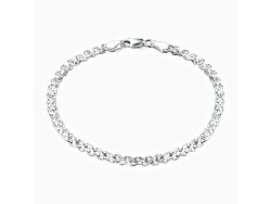 Sterling Silver Italian 3.5mm Bismark Mesh Link Chain Bracelet for Women, Made in Italy