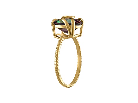 Mystic Fire Green Topaz with Diamond Accent 10K Yellow Gold Cocktail Ring 4.81ctw