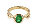 1.09 Ctw Emerald with 0.12 Ctw Diamond Ring in 14K