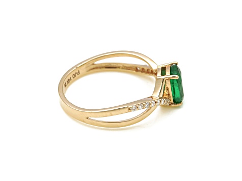 1.09 Ctw Emerald with 0.12 Ctw Diamond Ring in 14K