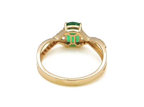1.09 Ctw Emerald with 0.12 Ctw Diamond Ring in 14K