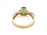 1.09 Ctw Emerald with 0.12 Ctw Diamond Ring in 14K