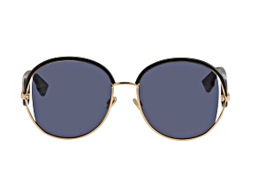 Christian Dior Gold Tone and Black Frame / Blue Mirror Sunglasses