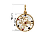 Mother Of Pearl with Ruby and Emerald 14k Gold Over Sterling Silver Dragonfly Necklace
