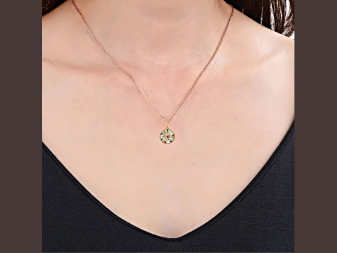 Mother Of Pearl with Ruby and Emerald 14k Gold Over Sterling Silver Dragonfly Necklace