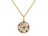 Mother Of Pearl with Ruby and Emerald 14k Gold Over Sterling Silver Dragonfly Necklace