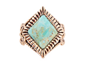 Barse Jewelry Diamond Days Blue Turquoise Gold Tone Ring