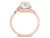 1ct Blue Ethiopian Opal And 0.14ctw Diamond 10k Rose Gold Halo Ring