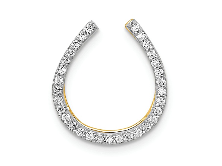 14K Two-tone Gold Diamond Horseshoe Chain Slide Pendant
