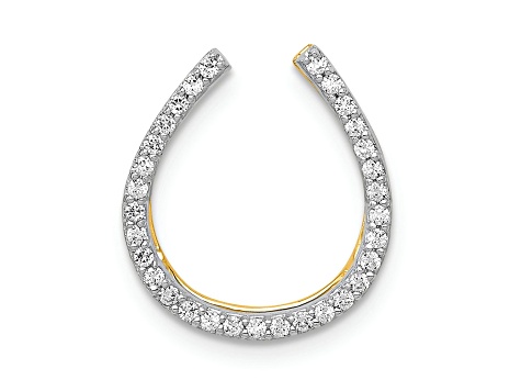 14K Two-tone Gold Diamond Horseshoe Chain Slide Pendant