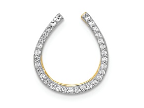 14K Two-tone Gold Diamond Horseshoe Chain Slide Pendant