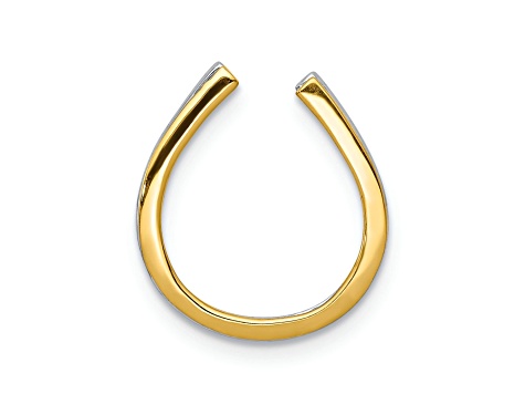 14K Two-tone Gold Diamond Horseshoe Chain Slide Pendant