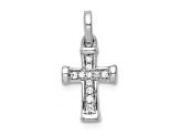 Rhodium Over 14k White Gold Small Diamond Latin Cross Pendant