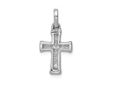 Rhodium Over 14k White Gold Small Diamond Latin Cross Pendant
