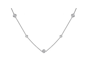 Judith Ripka 0.28ctw White Topaz Rhodium Over Sterling Silver Square Station Necklace