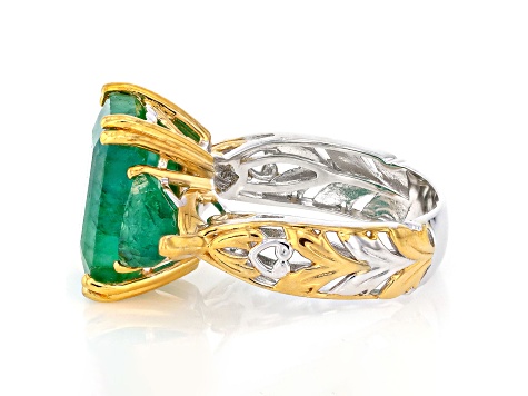 Green Zambian Emerald 24K Yellow Gold Over Sterling Silver 3